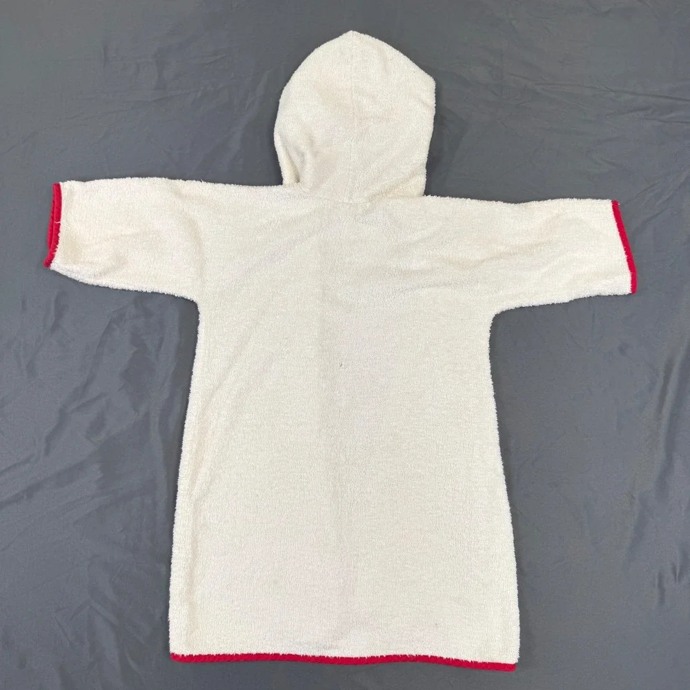 Vintage Caesars Palace Champ Hooded Terry Cloth Robe Kids Large White Red USA